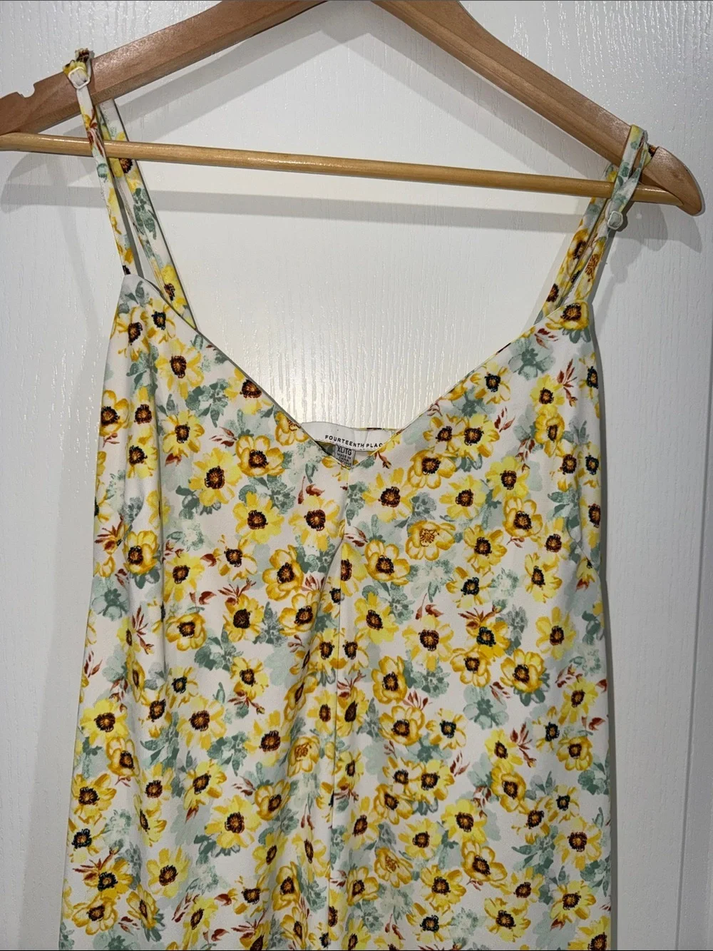 14th Place sunflower pattern Yellow Floral Slip Dress size xlarge maxi